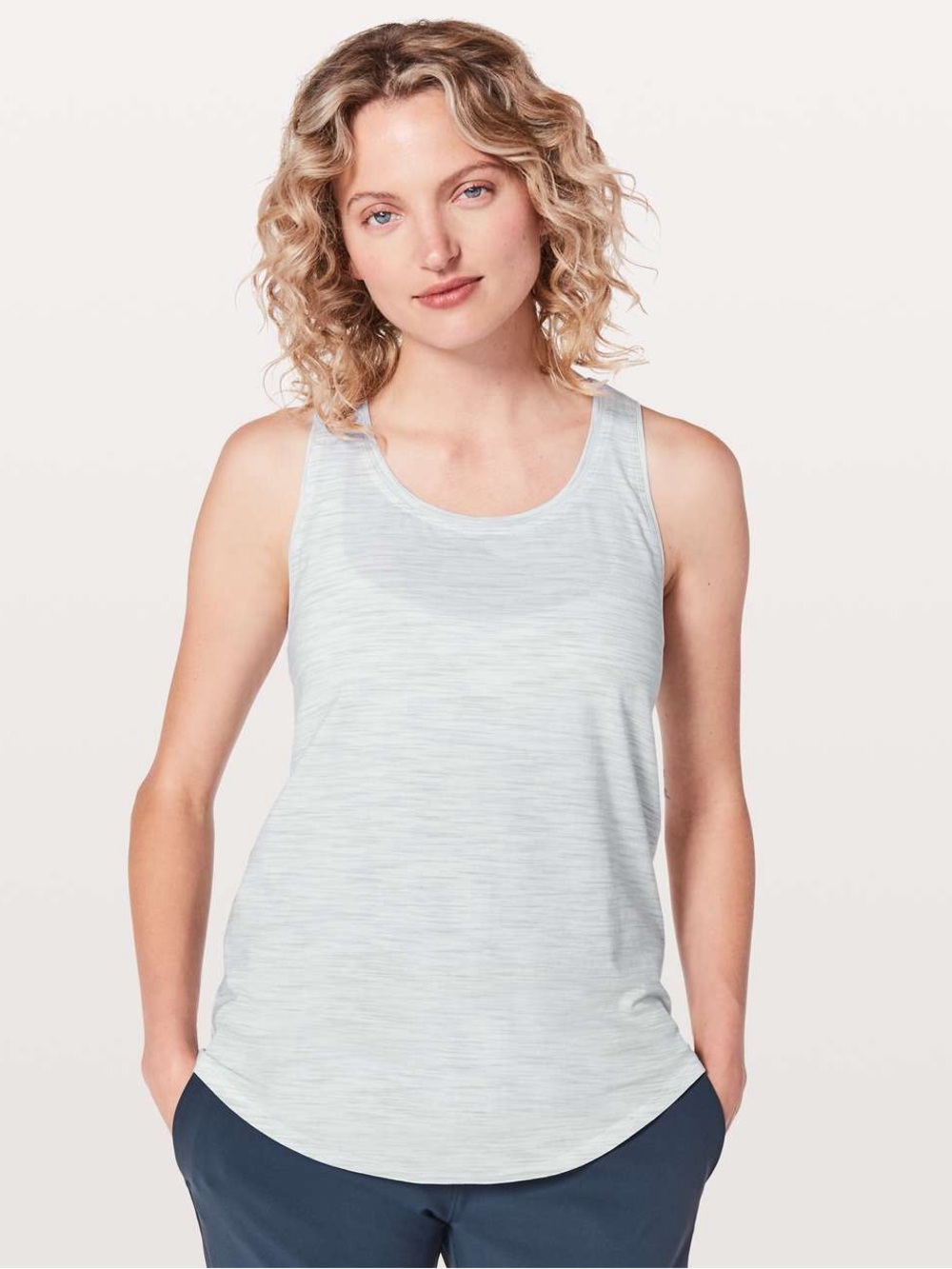 Lululemon Love Tank Pleated Space Dye Ice Grey Alpine White